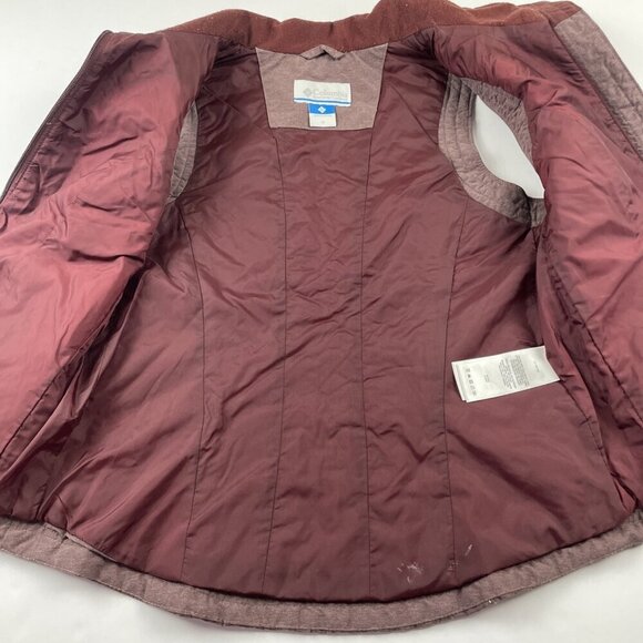 Columbia Full Zip Best Women’s S Purple Poly Nylon Shell Fleece Collar Snap Hip - Picture 7 of 9